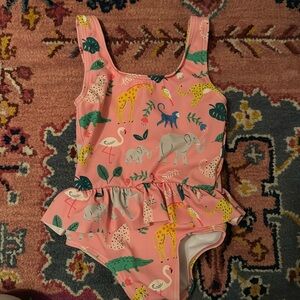 Baby Boden animal print ruffle one piece bathing suit
